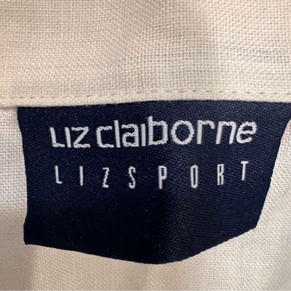 Liz Claiborne Women’s LINEN Shirt Sleeveless Collar Button Front Liz-sport Sz L - Picture 6 of 7